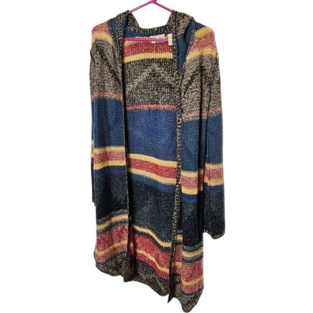 BKE Simmicks Multicolor Hooded Cardigan‎ Sweater Womens S Acrylic Wool Blend